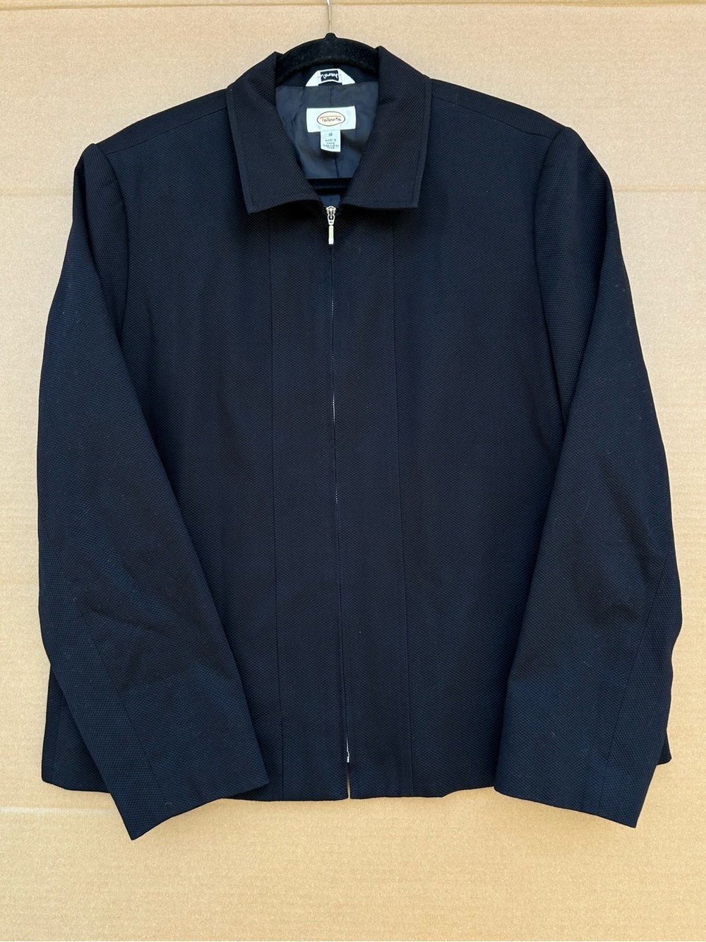 Talbots Black Full Zip Jacket Minimalist Professional Career Coat Blazer 14